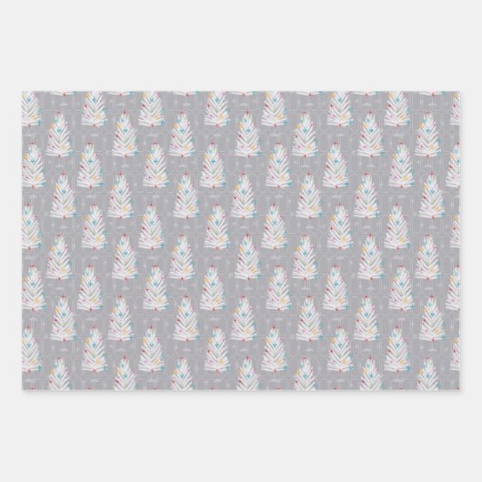 Retro kerstset 1 grijze kerst inpakpapier vel (Voorkant)