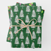 Retro kerstset 1 groene kerst inpakpapier vel (In situ)