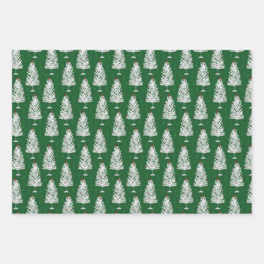 Retro kerstset 1 groene kerst inpakpapier vel (Voorkant)