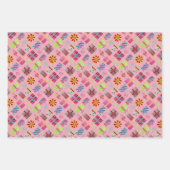 Retro kerstset 1 Roze Kerstmis Inpakpapier Vel (Voorkant 3)