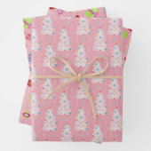 Retro kerstset 1 Roze Kerstmis Inpakpapier Vel (In situ)