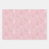 Retro kerstset 2 Roze Kerstmis Inpakpapier Vel (Voorkant 2)