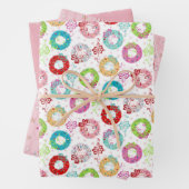 Retro kerstset 2 Roze Kerstmis Inpakpapier Vel (In situ)