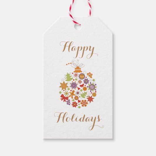 Retro kerstsiercadeLabels Cadeaulabel (Voorkant)