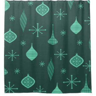 Retro Kerstsierents Green Douchegordijn