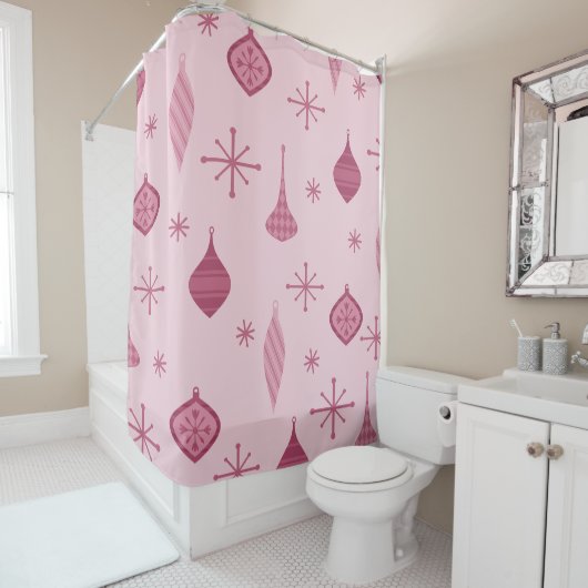 Retro Kerstsierents Red Douchegordijn (In situ)