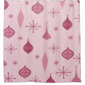 Retro Kerstsierents Red Douchegordijn (Voorkant)