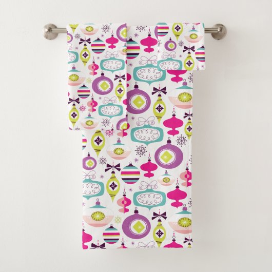 Retro kerstsierfeestdag bad handdoek (Insitu)