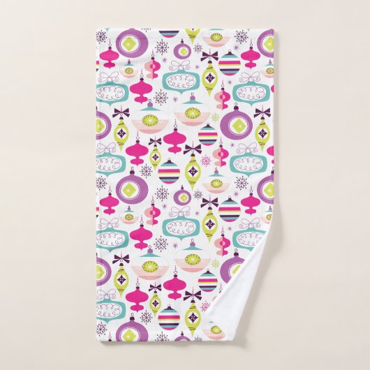 Retro kerstsierfeestdag bad handdoek (Handdoek)