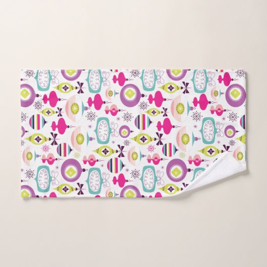 Retro kerstsierfeestdag bad handdoek (Handdoek)