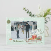 Retro Kerstslaaporegeling Winternostalgie met foto Feestdagenkaart (Staand voorkant)