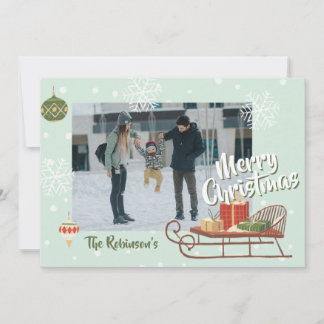 Retro Kerstslaaporegeling Winternostalgie met foto Feestdagenkaart