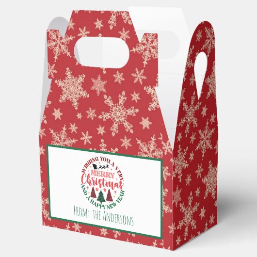 retro kerstsneeuwvlokken patroon bedankdoosjes (Geopend)