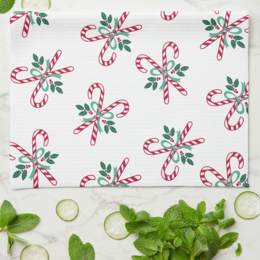 retro kerstsnoepriet theedoek (Gevouwen)