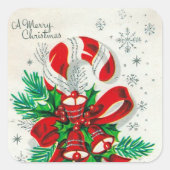  retro-kerstsnoeprietsticker vierkante sticker (Voorkant)