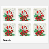  retro-kerstsnoeprietsticker vierkante sticker (Vel)