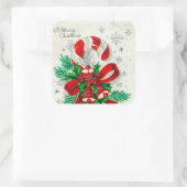 retro-kerstsnoeprietsticker vierkante sticker (Tas)