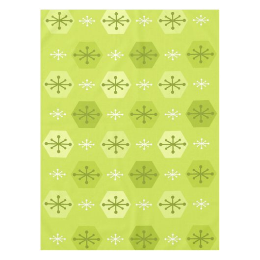 Retro kerstsnowflakes Chartreuse Tafelkleed (Voorkant)