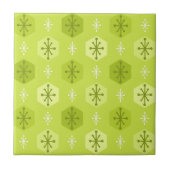 Retro kerstsnowflakes Chartreuse Tegeltje (Voorkant)