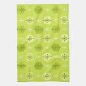 Retro kerstsnowflakes Chartreuse Theedoek (Verticaal)