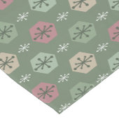 Retro kerstsnowflakes Green Gold Korte Tafelloper (Hoek)