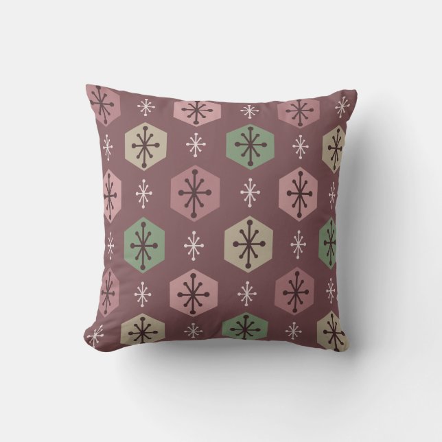 Retro kerstsnowflakes Red Gold Kussen (Voorkant)