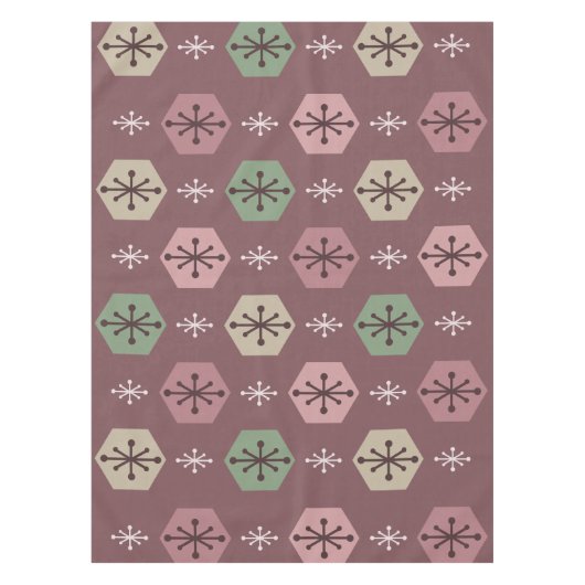 Retro kerstsnowflakes Red Gold Tafelkleed (Voorkant)