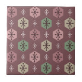 Retro kerstsnowflakes Red Gold Tegeltje (Voorkant)