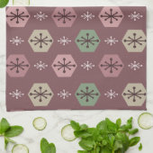 Retro kerstsnowflakes Red Gold Theedoek (Gevouwen)