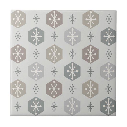 Retro kerstsnowflakes Silver Gold Tegeltje (Voorkant)