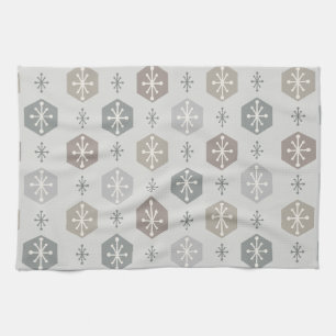 Retro kerstsnowflakes Silver Gold Theedoek