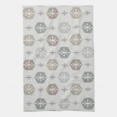 Retro kerstsnowflakes Silver Gold Theedoek (Verticaal)