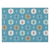 Retro Kerstsnowflakes Turquoise Gold Tafelkleed (Voorkant (Horizontaal))