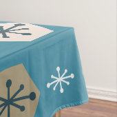 Retro Kerstsnowflakes Turquoise Gold Tafelkleed (Voorbeeld)
