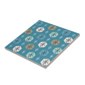 Retro Kerstsnowflakes Turquoise Gold Tegeltje (Zijkant)