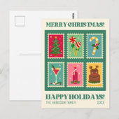 Retro kerststempel Feestdagen Briefkaart (Voorkant / Achterkant)