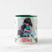 Retro Kerstster Moderne Abstracte Unieke Foto Tweekleurige Koffiemok (Center)