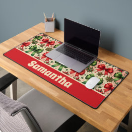 Retro Kerststerren en Bogen Patroon Bureaumat