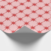 Retro Kerststerren roze en rood patroon Cadeaupapier (Hoek)