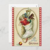 Retro-kerststop met speelgoed feestdagenkaart (Voorkant / Achterkant)