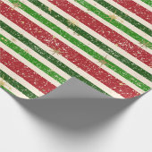  Retro Kerststrepen en Sterren Cadeaupapier (Hoek)