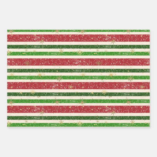  Retro Kerststrepen en Sterren Inpakpapier Vel (Voorkant 3)