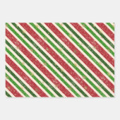Retro Kerststrepen en Sterren Inpakpapier Vel (Voorkant)