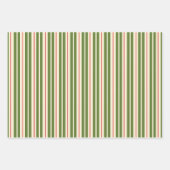 Retro kerststrepen Green Red Cream Inpakpapier Vel (Voorkant 3)