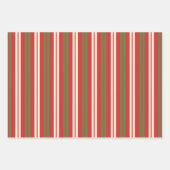 Retro kerststrepen Green Red Cream Inpakpapier Vel (Voorkant)