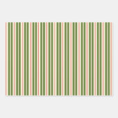 Retro kerststrepen in Olive Green, Red, Cream Inpakpapier Vel (Voorkant 2)
