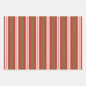 Retro kerststrepen in Olive Green, Red, Cream Inpakpapier Vel (Voorkant)