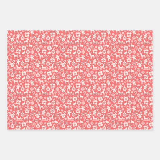 Retro-kerststrepen, pokadots, renrendier inpakpapier vel (Voorkant)