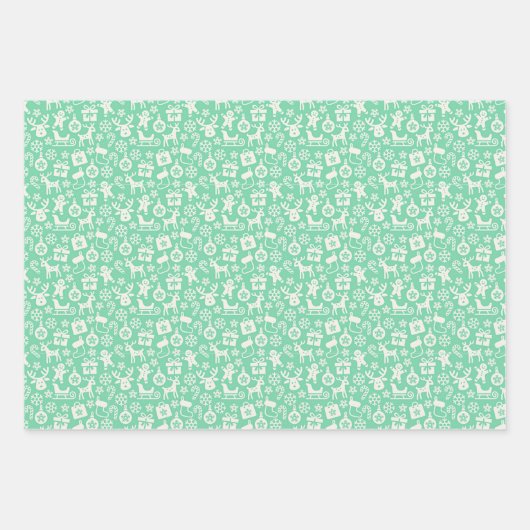 Retro-kerststrepen, pokadots, renrendier inpakpapier vel (Voorkant)