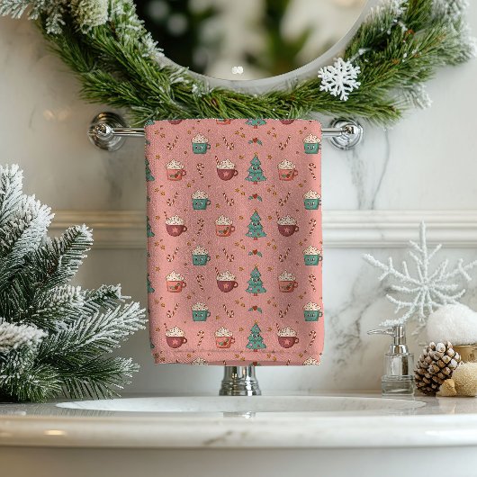 Retro Kersttafelkleed Funky Pastel Kerstmis Bad Handdoek